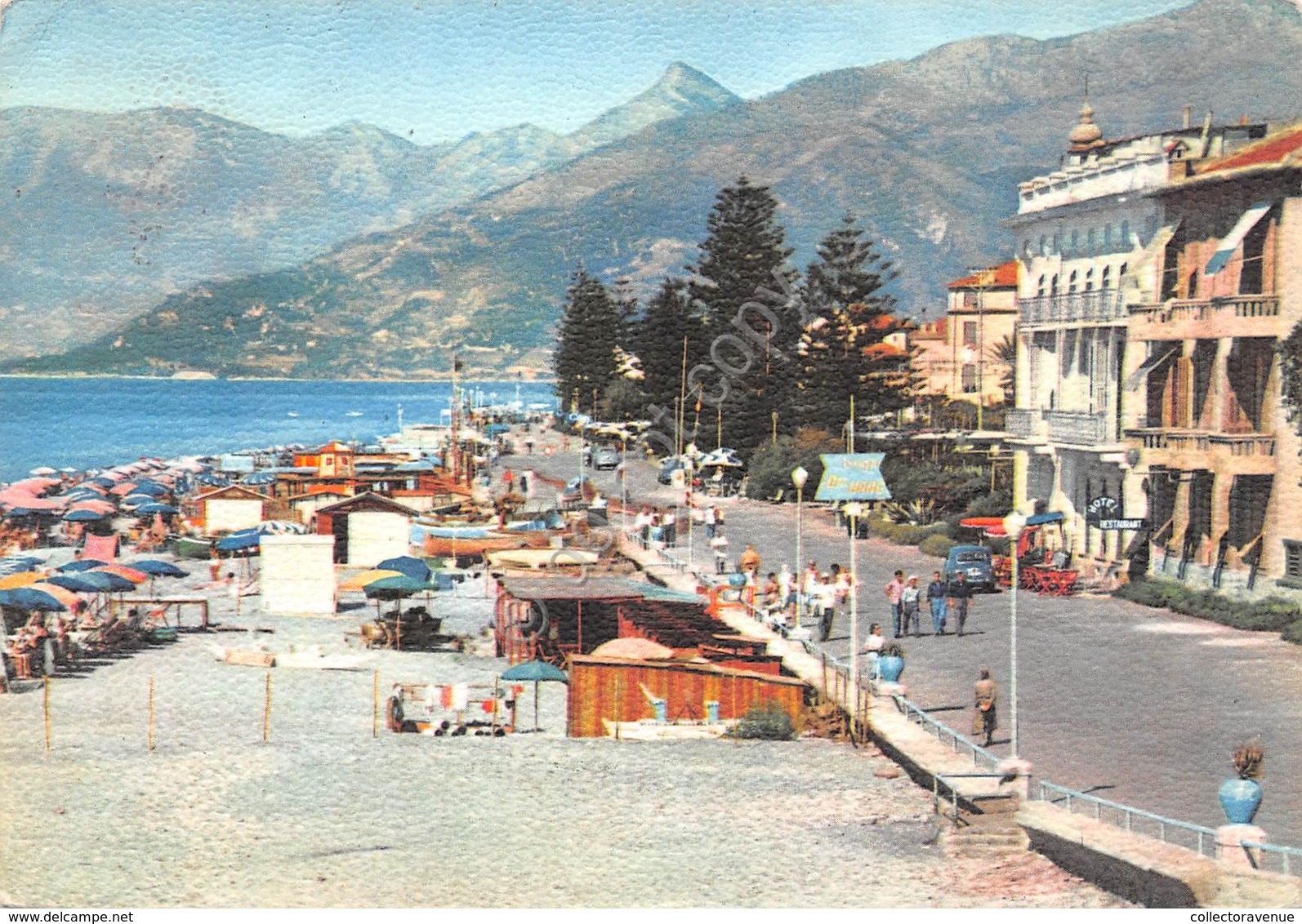 Cartolina Bordighera Lungomare E Spiaggia 1959 (Imperia) - Imperia