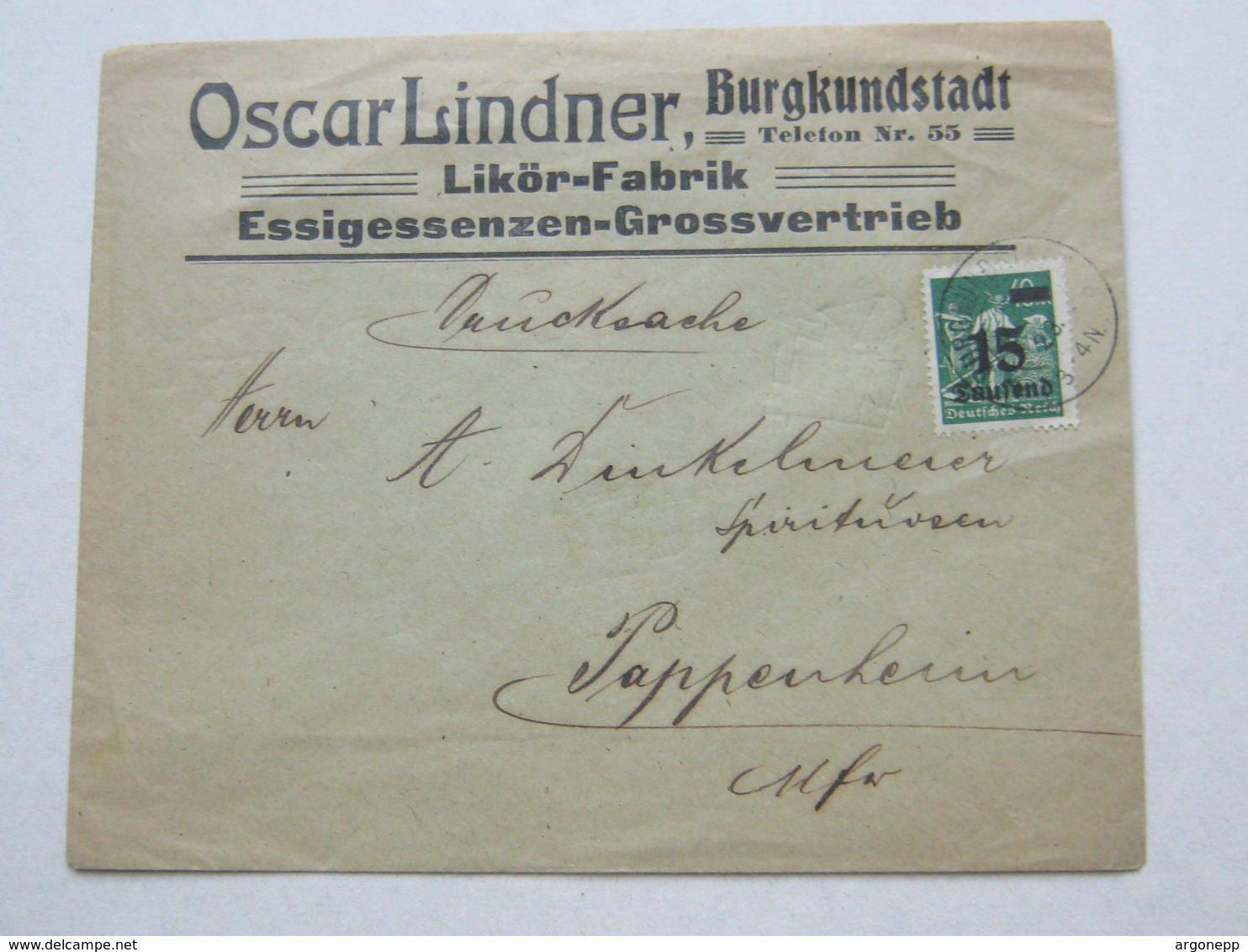 1923 , BURGKUNDSTADT    , Klarer Stempel Auf  Firmenbrief - Briefe U. Dokumente