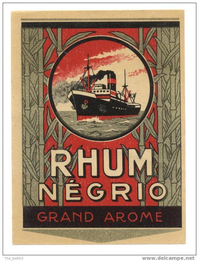 Etiquette De Rhum Grand Arôme  -   Négrio - Rhum