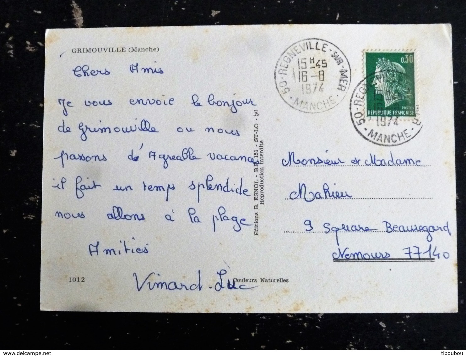 REGNEVILLE SUR MER - MANCHE - CACHET ROND MANUEL SUR MARIANNE CHEFFER - GRIMOUVILLE MULTIVUES - Manual Postmarks