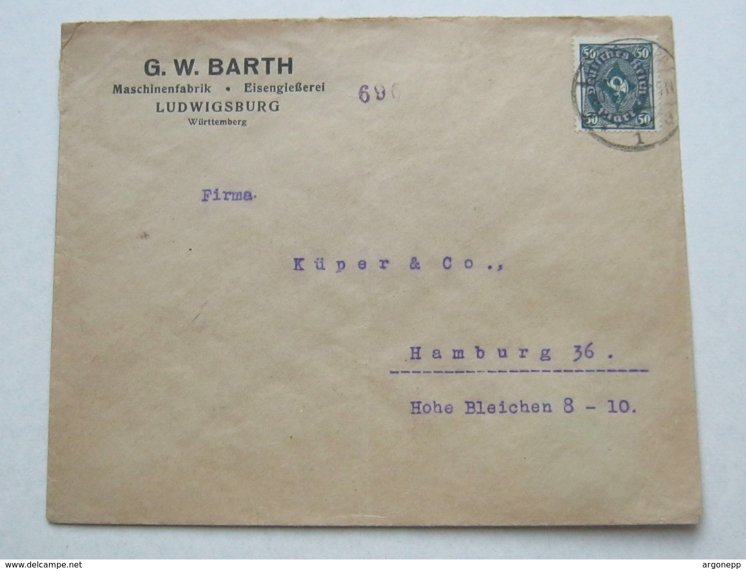1922 , LUDWIGSBURG   , Klarer Stempel Auf  Firmenbrief - Briefe U. Dokumente