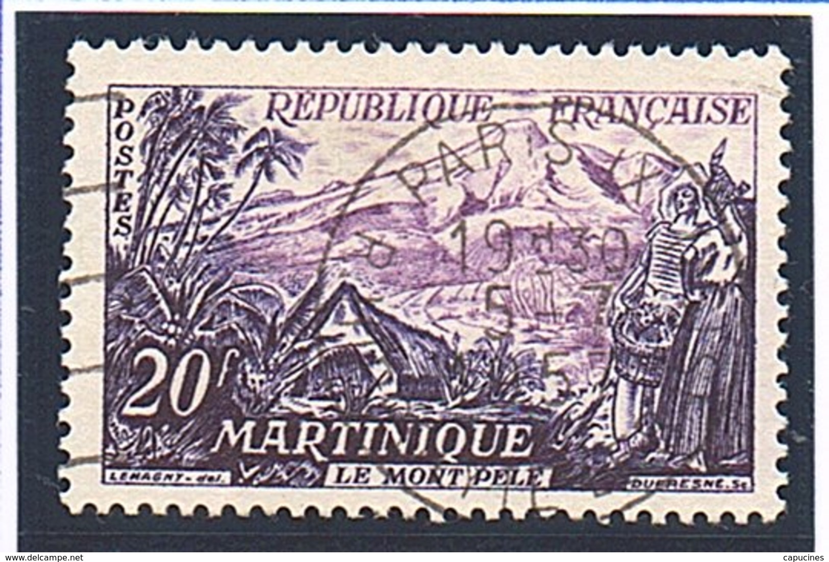 SITES ET MONUMENTS - 1955: 20F Violet Et Bleu-noir  "Le Mont Pelé, En Martinique"  N° 1041 Obl - Oblitérés