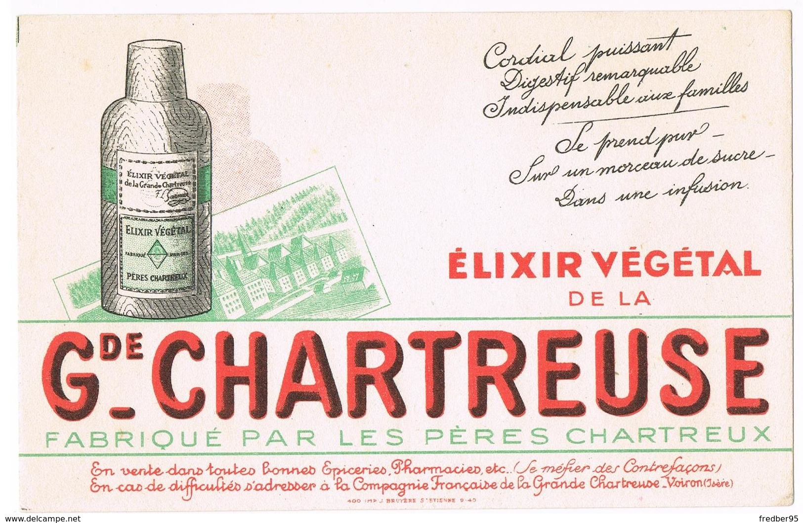 BUVARD ÉLIXIR VÉGÉTAL DE LA GRANDE CHARTREUSE - Produits Pharmaceutiques