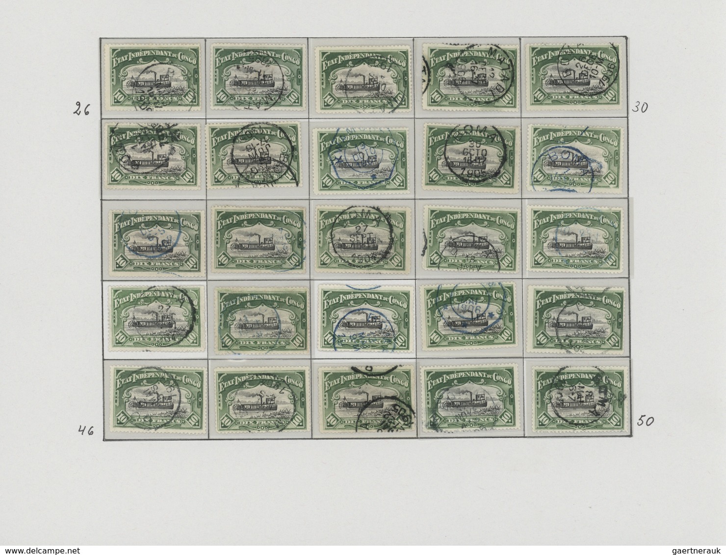 29415 Belgisch-Kongo - Kongo-Staat: 1898, Reconstruction Of A Complete 50 Stamps Sheet Of 50 Nicely Cancel - Andere & Zonder Classificatie