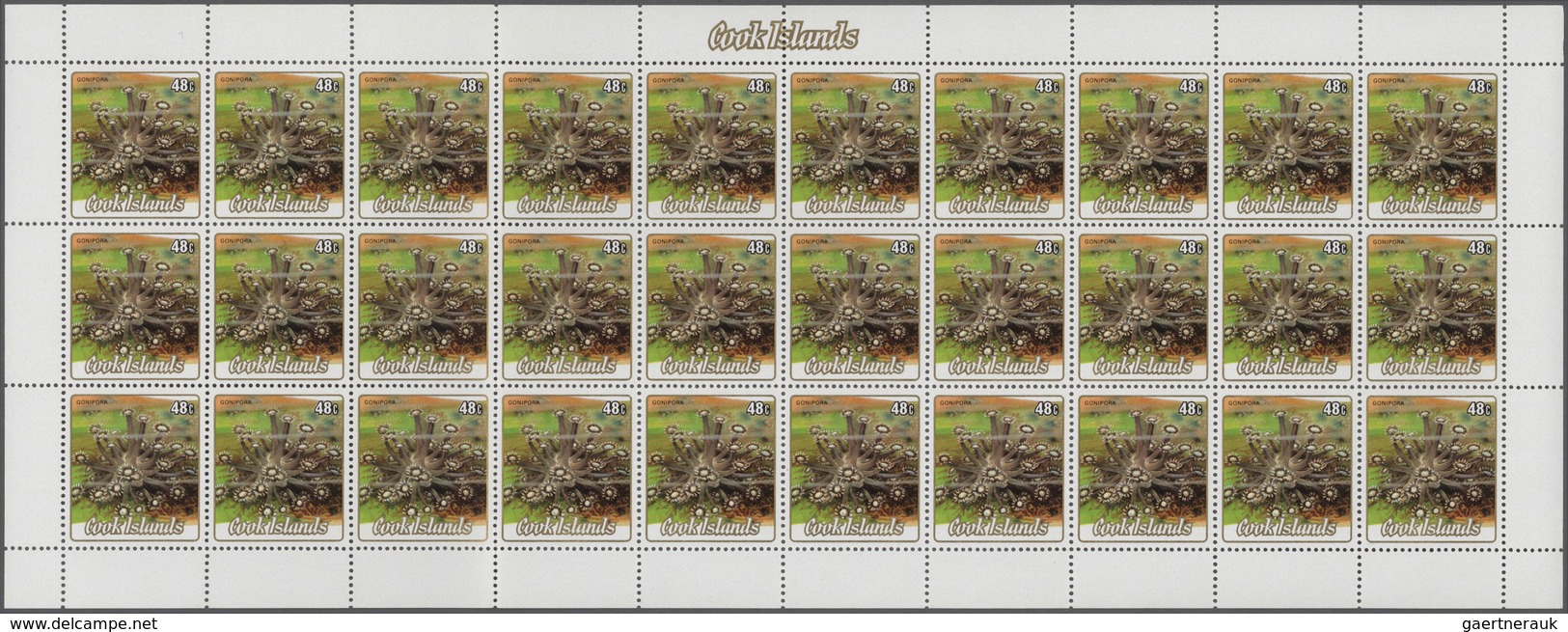 29436 Cook-Inseln: 1984, Cnidaria, 1c. To 48c., 15 Values Issued On 23 March, 180 Copies Each Within (fold - Cookeilanden