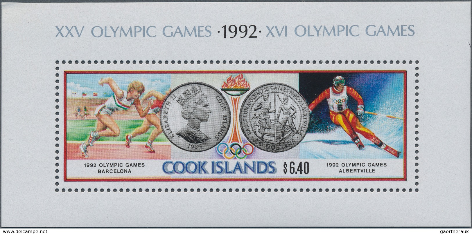 29438 Cook-Inseln: 1991, Olympic Games '92, $6.40 Souvenir Sheet, 800 Pieces Unmounted Mint. Michel No. Bl - Cookinseln