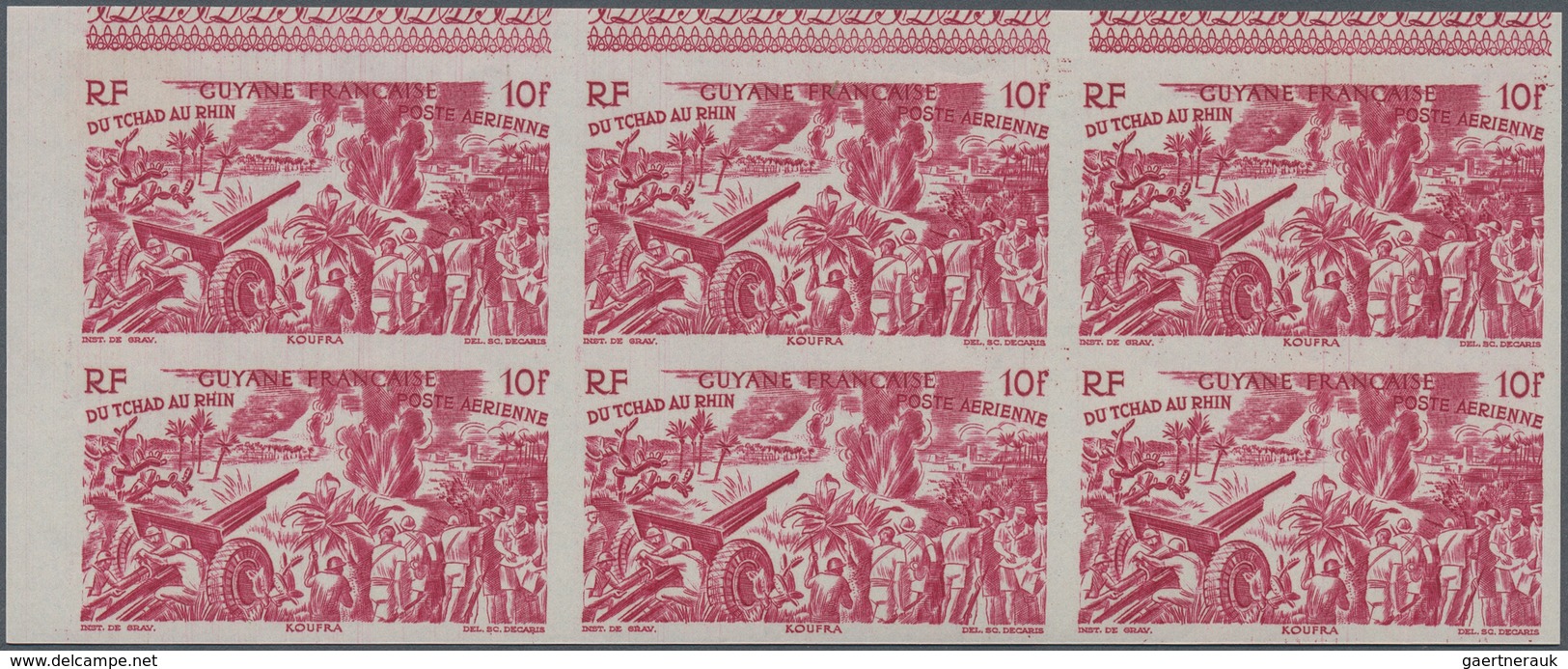 29441 Französisch-Guyana: 1946, "DU CHAD A RHIN", Complete Set In Imperforate Blocks Of Six, Unmounted Min - Briefe U. Dokumente