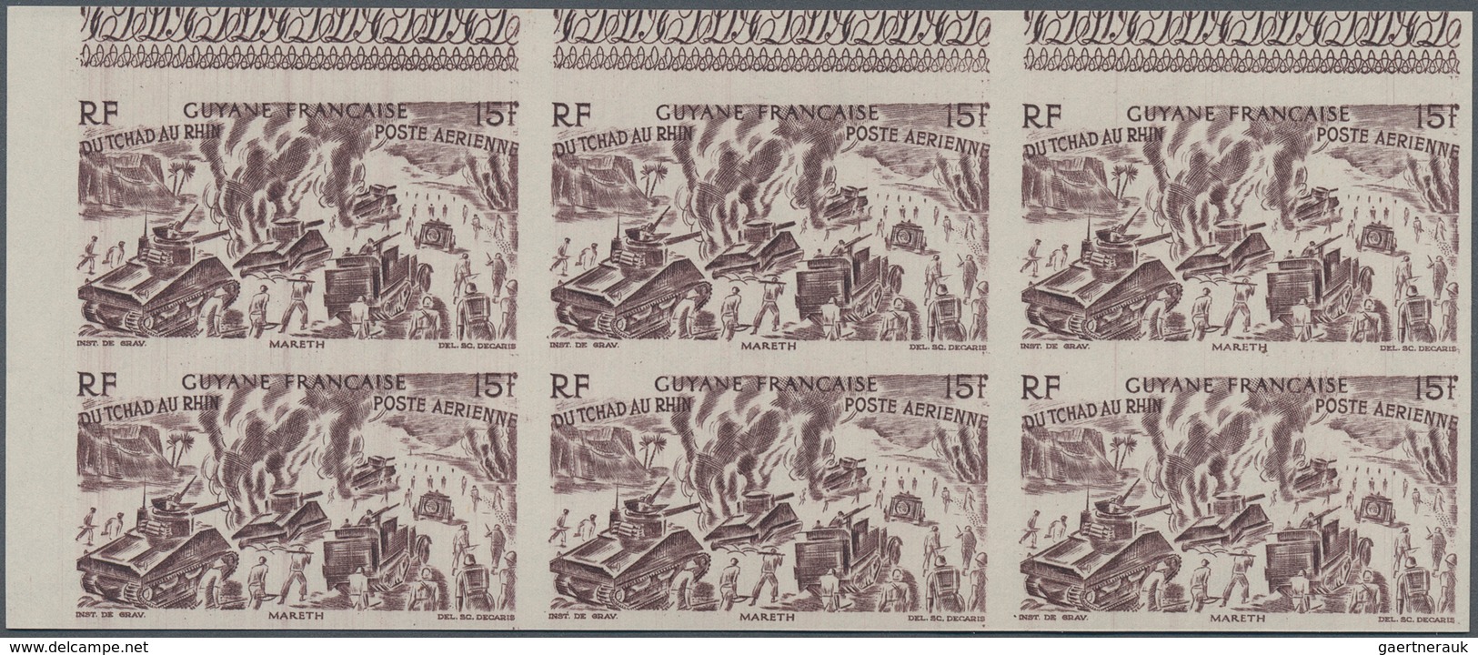 29441 Französisch-Guyana: 1946, "DU CHAD A RHIN", Complete Set In Imperforate Blocks Of Six, Unmounted Min - Brieven En Documenten