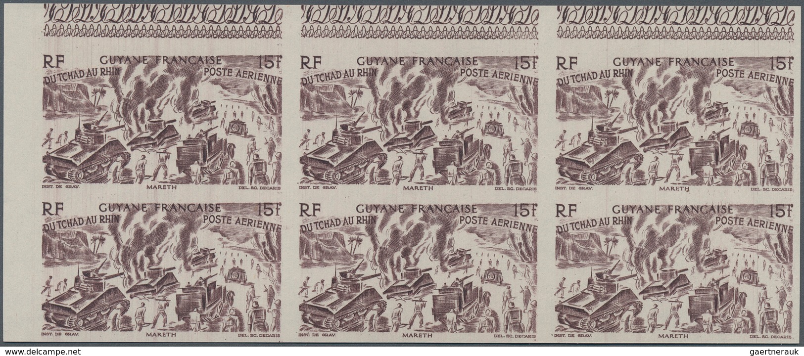 29441 Französisch-Guyana: 1946, "DU CHAD A RHIN", Complete Set In Imperforate Blocks Of Six, Unmounted Min - Briefe U. Dokumente