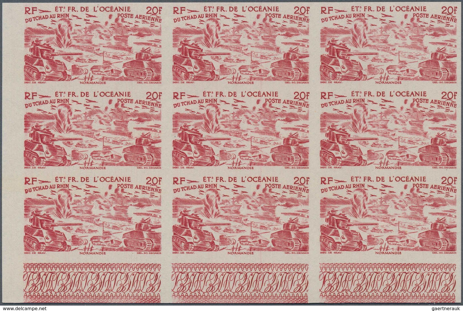 29443 Französisch-Ozeanien: 1946, "DU CHAD A RHIN", Complete Set In Imperforate Blocks Of Nine, Unmounted - Andere & Zonder Classificatie