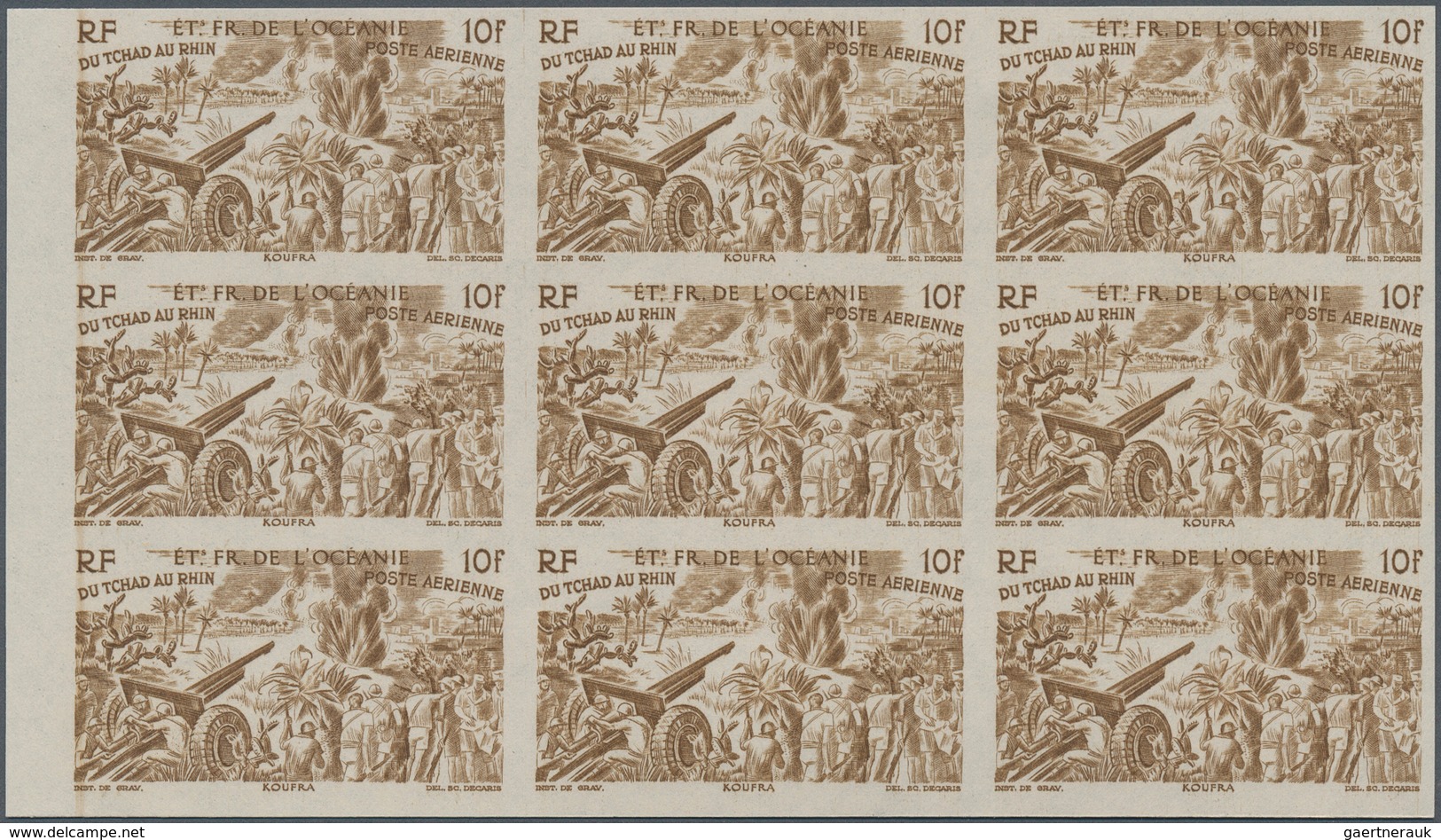 29443 Französisch-Ozeanien: 1946, "DU CHAD A RHIN", Complete Set In Imperforate Blocks Of Nine, Unmounted - Andere & Zonder Classificatie