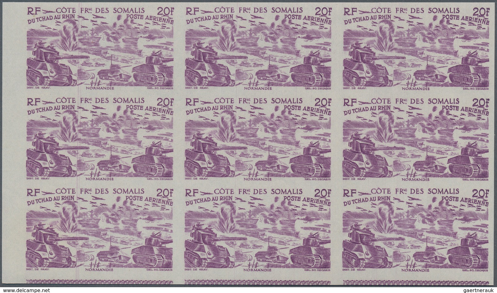 29445 Französische Somaliküste: 1946, "DU CHAD A RHIN", Complete Set In Imperforate Blocks Of Nine, Unmoun - Gebraucht