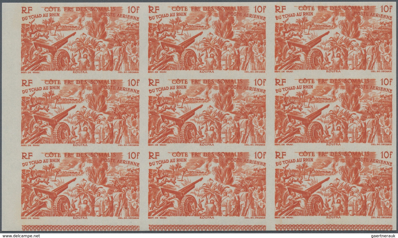 29445 Französische Somaliküste: 1946, "DU CHAD A RHIN", Complete Set In Imperforate Blocks Of Nine, Unmoun - Gebraucht