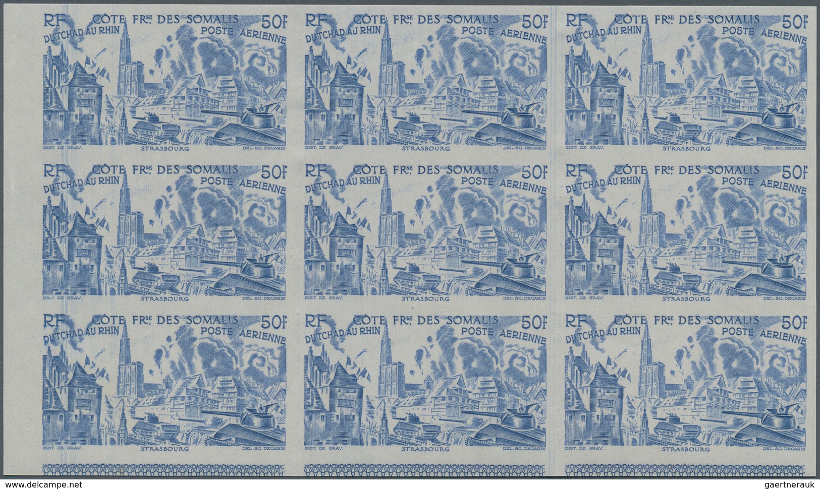 29445 Französische Somaliküste: 1946, "DU CHAD A RHIN", Complete Set In Imperforate Blocks Of Nine, Unmoun - Gebraucht