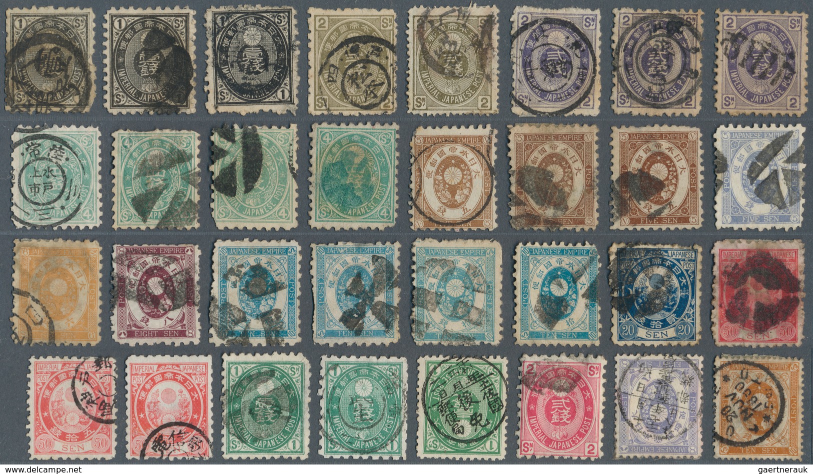 29455 Japan: 1872/1937, Mainly Used On Approval Sheets, Old Pages, In Bags Etc. In Mixed Condition, But Al - Autres & Non Classés