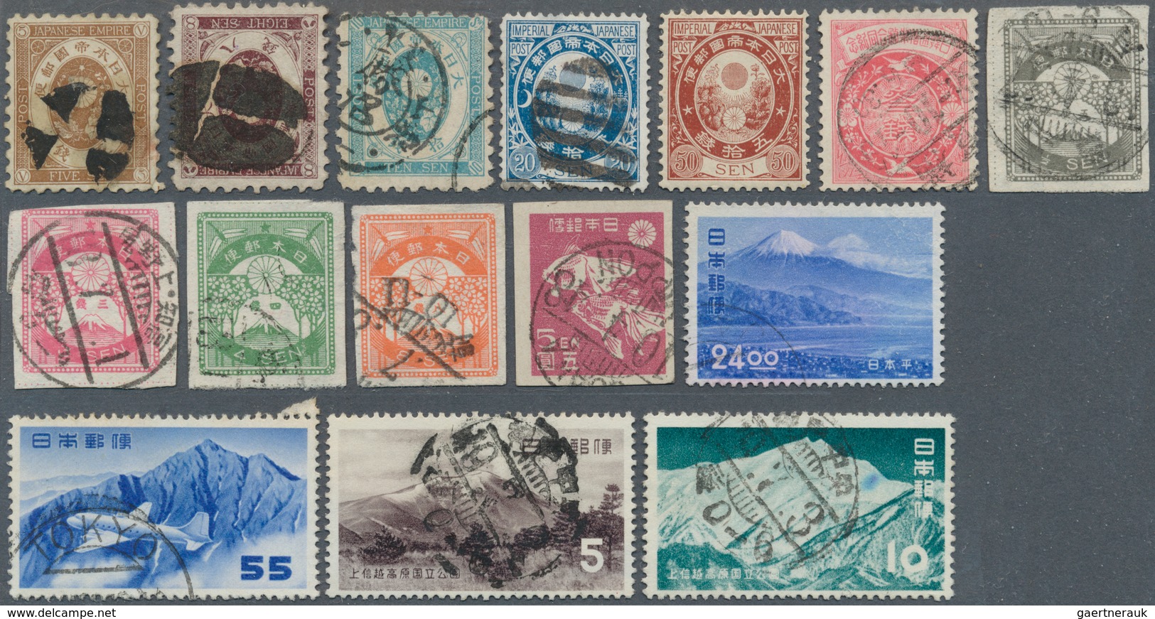 29458 Japan: 1875/1949, Used Resp. Mounted Mint On Pages In Album, Inc. A Clean Copy Of New Koban 50 S. Pe - Andere & Zonder Classificatie