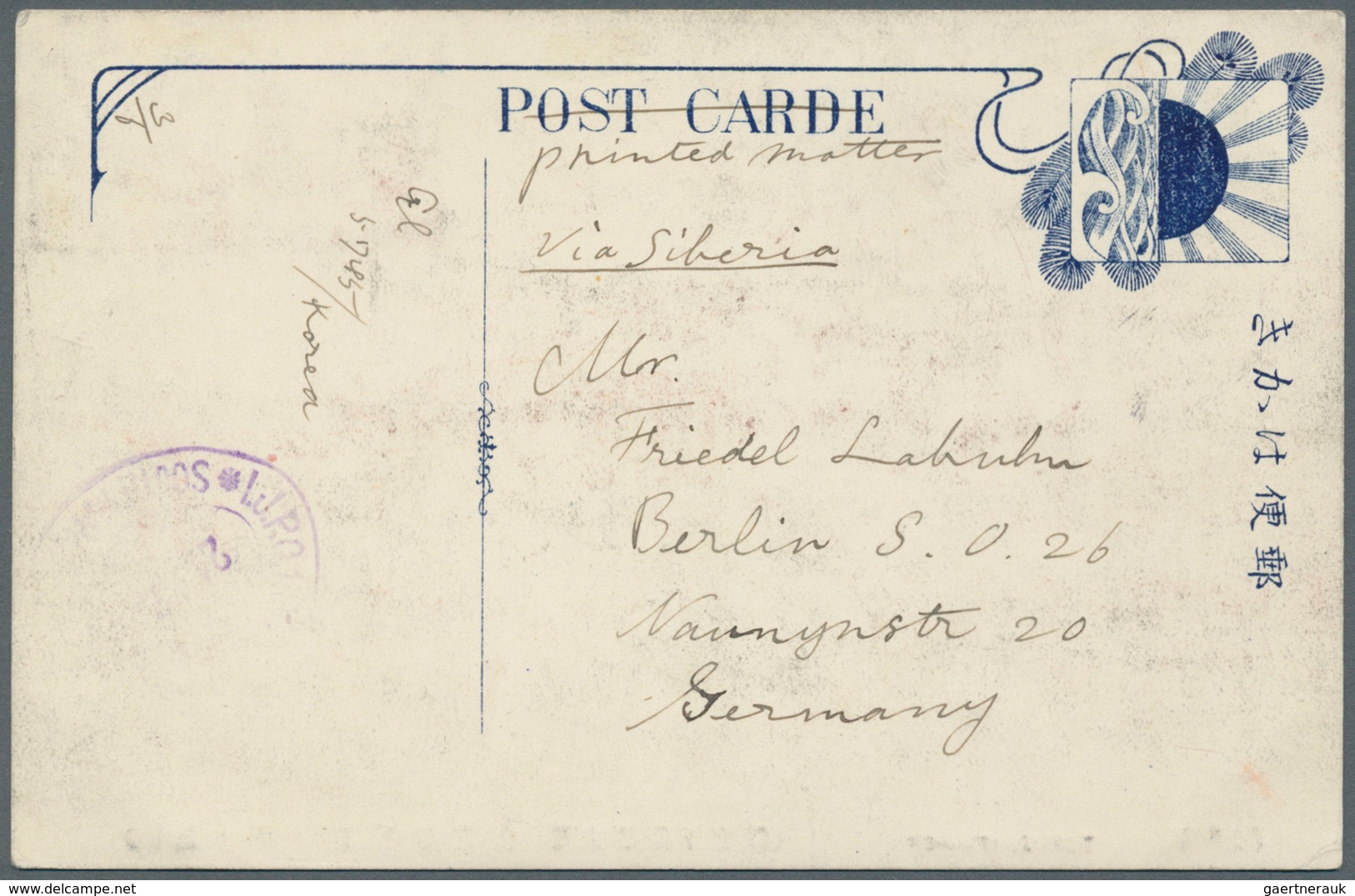 29468 Japanische Post In Korea: 1899/1926, Three Ppc Used "NINSEN (CHEMULPO)" Resp. "KEIJO (SEOUL)", Also - Militaire Vrijstelling Van Portkosten