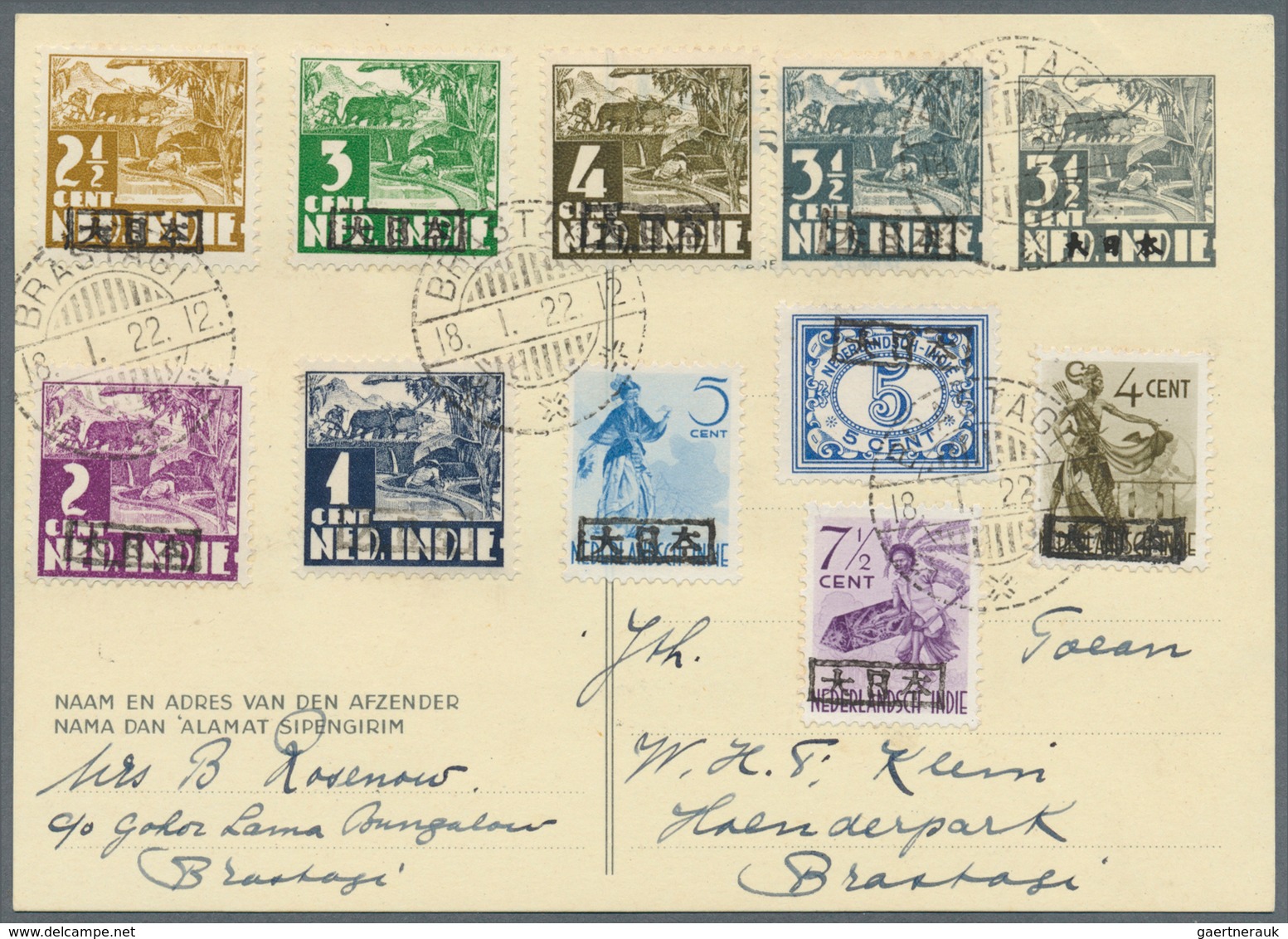 29471 Japanische Besetzung WK II: 1942/45, covers/stationery (70+) plus some MNH units of due stamps Navy