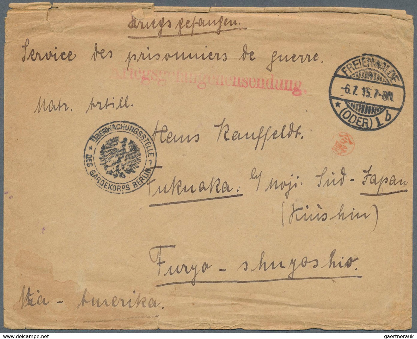 29478 Lagerpost Tsingtau: 1914/19, lot with propaganda "our blue boys in Tsingtau" (german), "he has fores