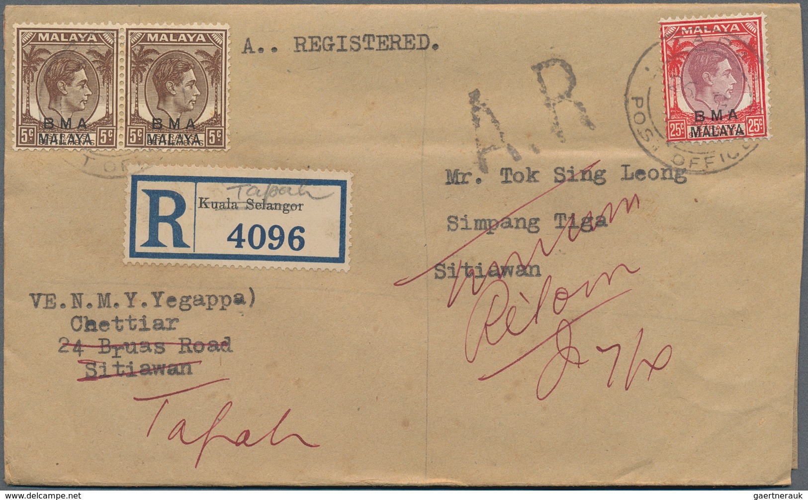 29501 Malaiische Staaten - Britische Militärverwaltung: 1945-48: Group Of 230 Covers All Franked By KGVI. - Malaya (British Military Administration)