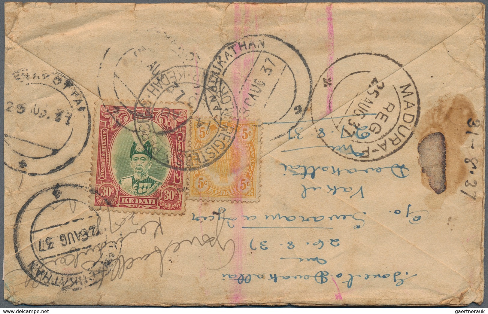 29502 Malaiische Staaten - Kedah: 1910's-1930's (mostly): About 180 Covers From Various Kedah P.O.s Includ - Kedah