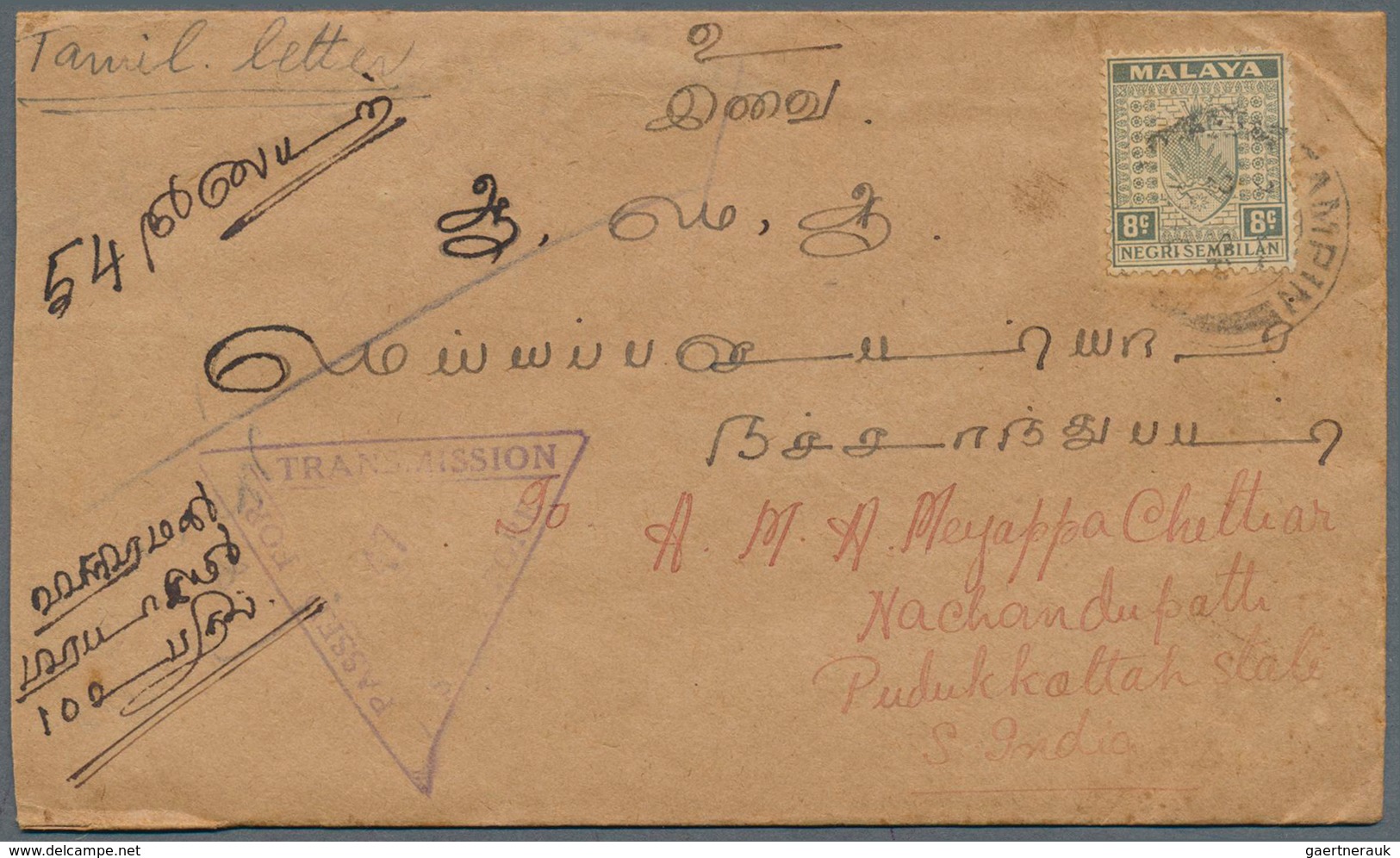 29504 Malaiische Staaten - Negri Sembilan: 1910's-1930's (mostly): About 80 Covers From Various Negri Semb - Negri Sembilan