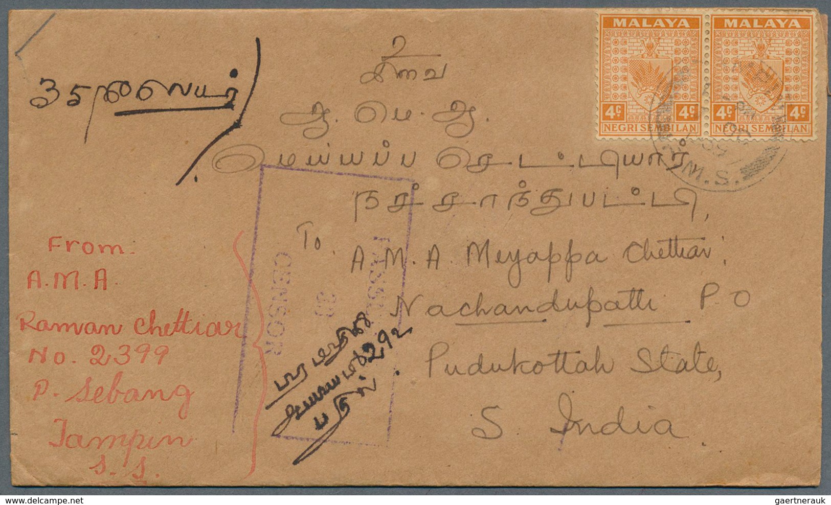 29504 Malaiische Staaten - Negri Sembilan: 1910's-1930's (mostly): About 80 Covers From Various Negri Semb - Negri Sembilan