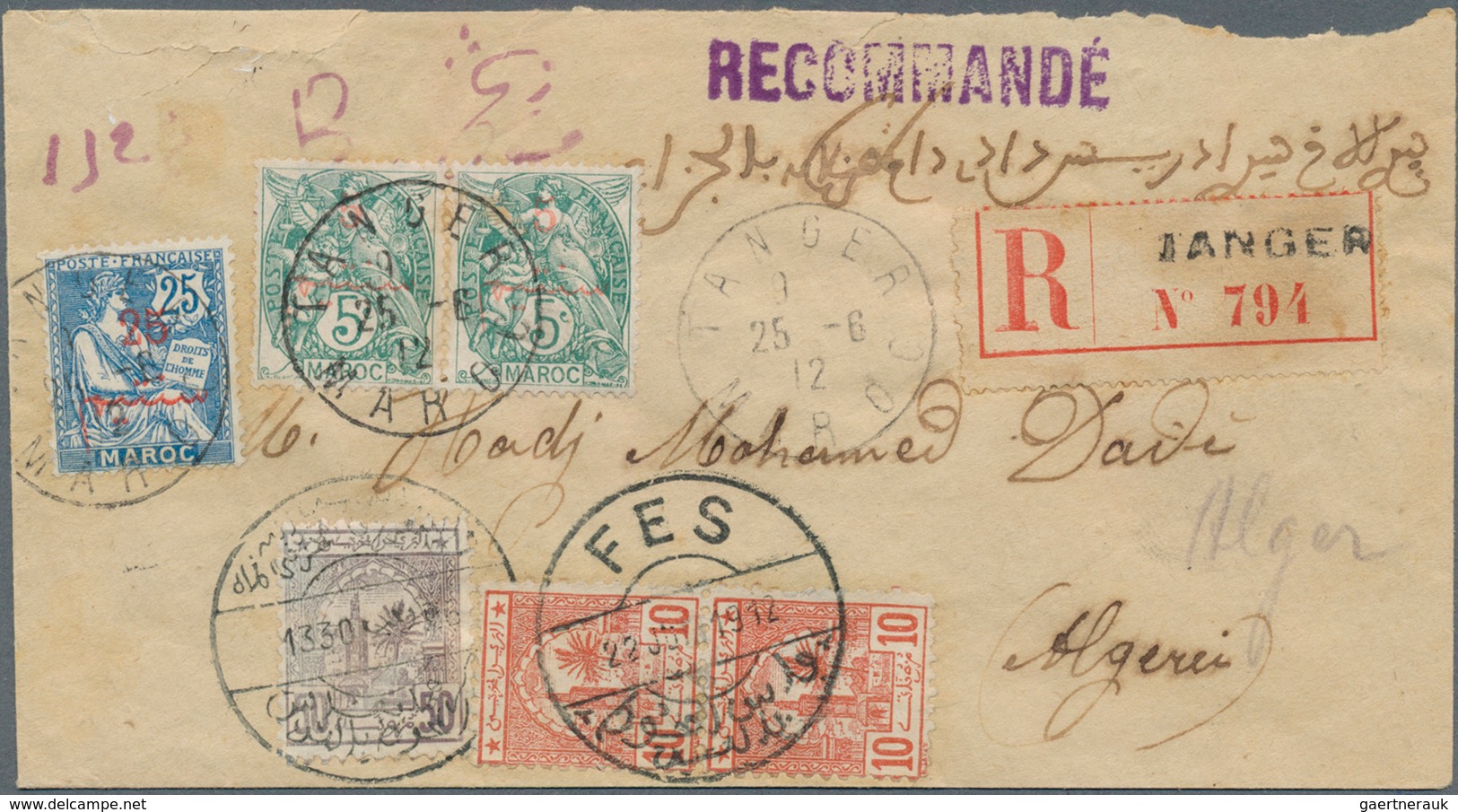 29509 Marokko - Scherifische Post: 1899/1912, Group Of 10 Covers/cards, Comprising Sherifian Post Mixed Fr - Marokko (1956-...)