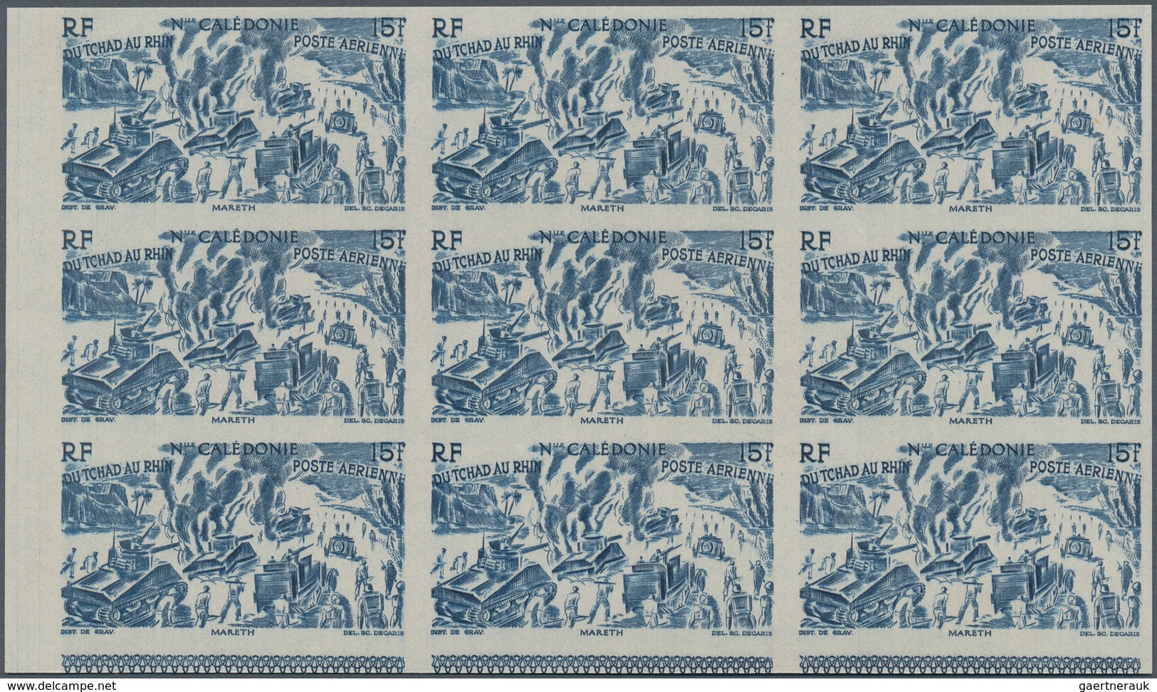 29515 Neukaledonien: 1946, "DU CHAD A RHIN", Complete Set In Imperforate Blocks Of Nine, Unmounted Mint. M - Andere & Zonder Classificatie