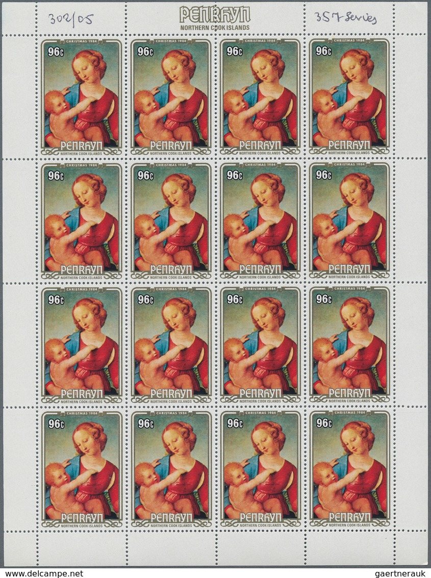 29524 Penrhyn: 1984, Christmas (Paintings), 357 Complete Sets Mainly Within Sheets, Unmounted Mint. Michel - Penrhyn