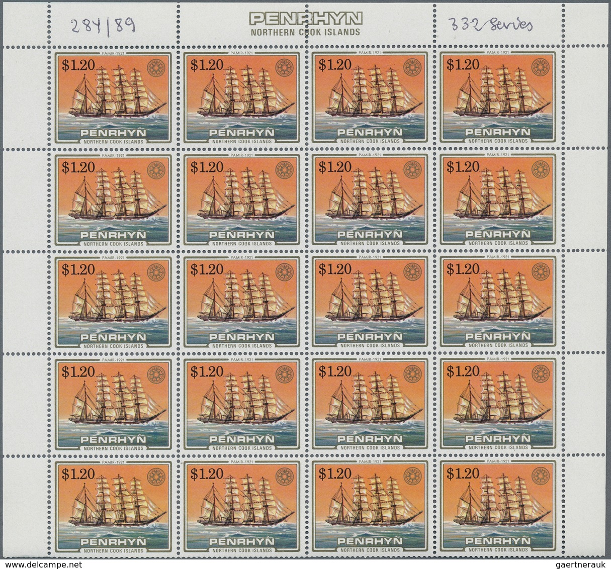 29525 Penrhyn: 1984, Sailing Boats, 50c. To $1.20, Six Values Issued On 21 March, 332 Copies Each Within U - Penrhyn