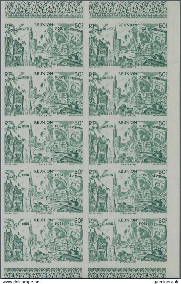 29537 Reunion: 1946, "DU CHAD A RHIN", Complete Set In Imperforate Blocks Of Ten, Unmounted Mint. Maury PA - Lettres & Documents