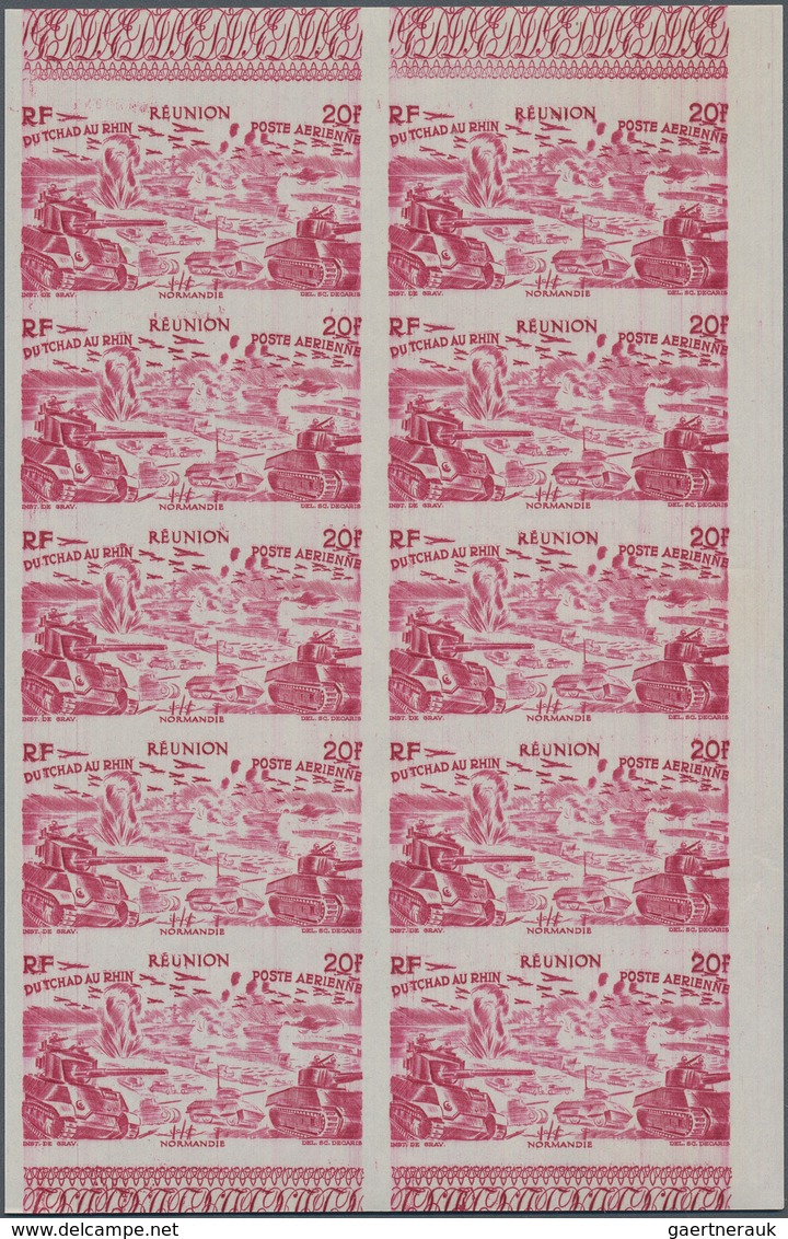 29537 Reunion: 1946, "DU CHAD A RHIN", Complete Set In Imperforate Blocks Of Ten, Unmounted Mint. Maury PA - Brieven En Documenten