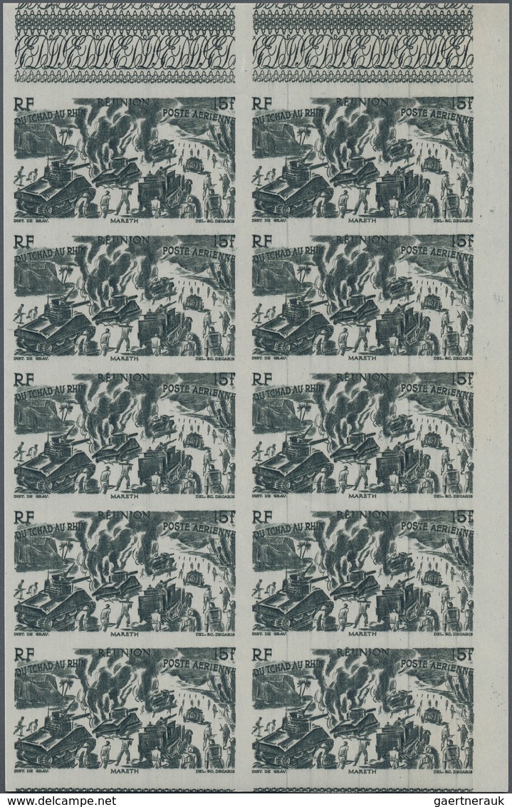 29537 Reunion: 1946, "DU CHAD A RHIN", Complete Set In Imperforate Blocks Of Ten, Unmounted Mint. Maury PA - Brieven En Documenten