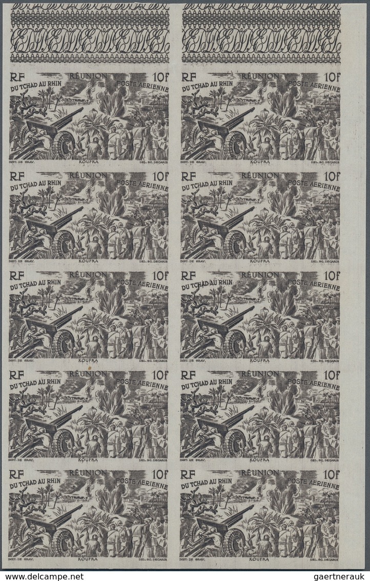 29537 Reunion: 1946, "DU CHAD A RHIN", Complete Set In Imperforate Blocks Of Ten, Unmounted Mint. Maury PA - Brieven En Documenten