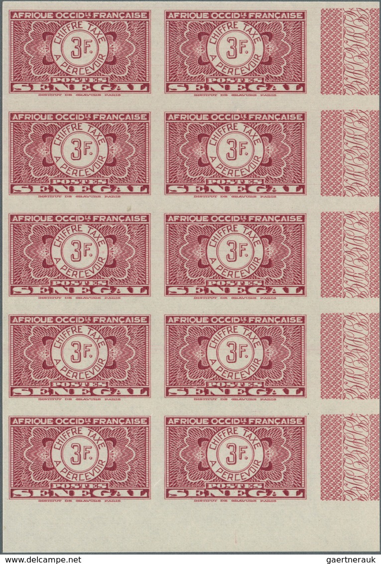 29546 Senegal - Portomarken: 1935, Guilloche Issue IMPERFORATE, 5c. To 5fr., Eight Values (excl. 15c. And - Portomarken