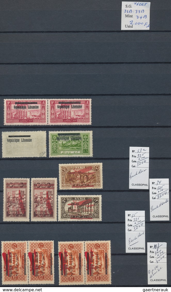 29558 Syrien: 1920-40, Syria and Lebanon stock in large album including double overprints, Aleppo locals,