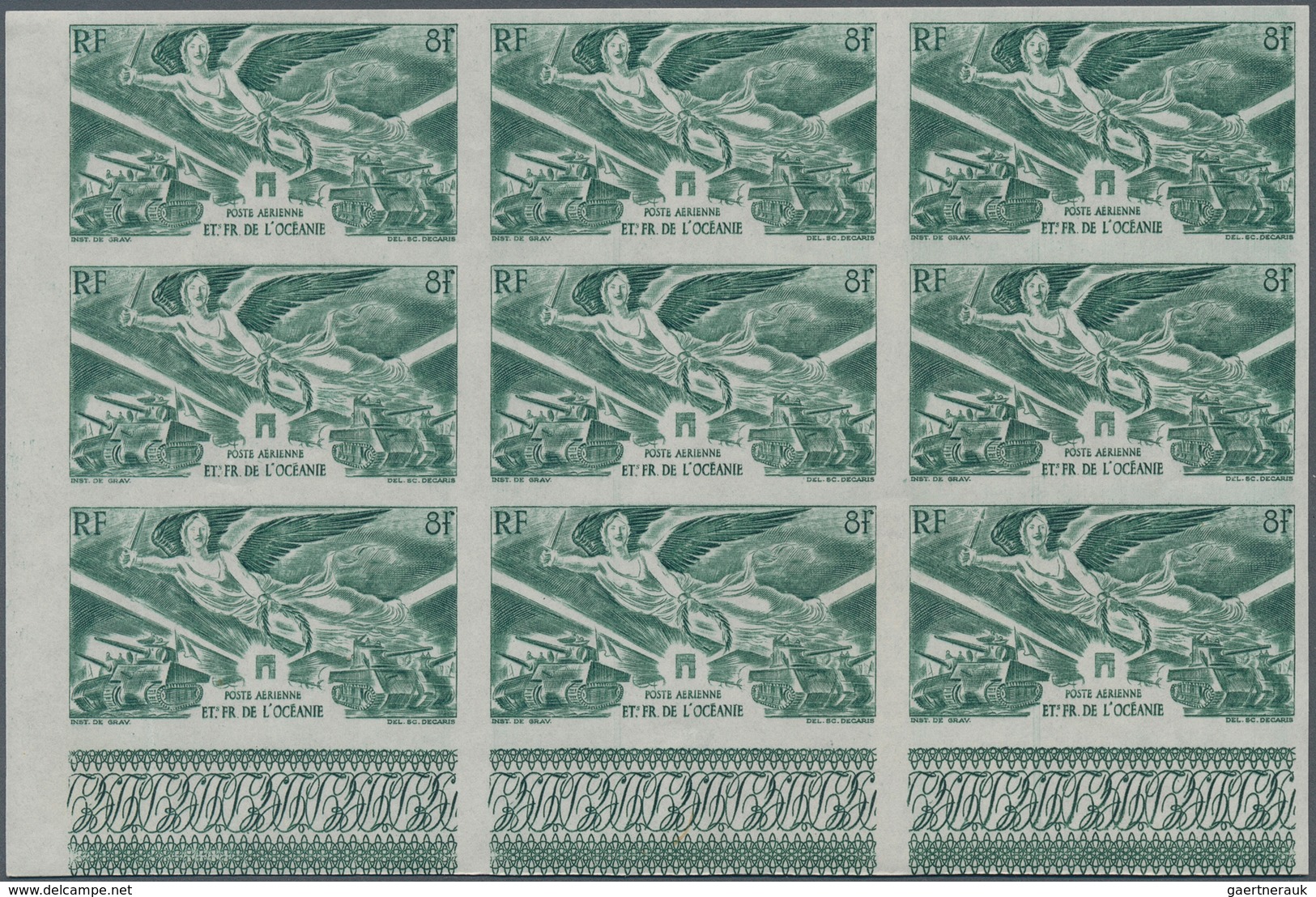 29605 Französische Kolonien: 1946, Anniversary Of Victory, IMPERFORATE Issues, Lot Of Six U/m Blocks Of Ni - Andere & Zonder Classificatie