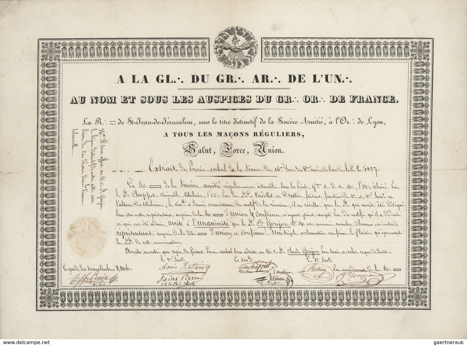 29621 Thematik: Freimaurer / Free Masonry: 1729/1864, Group With 8 Documents Of French Free Masonry, Compr - Freimaurerei