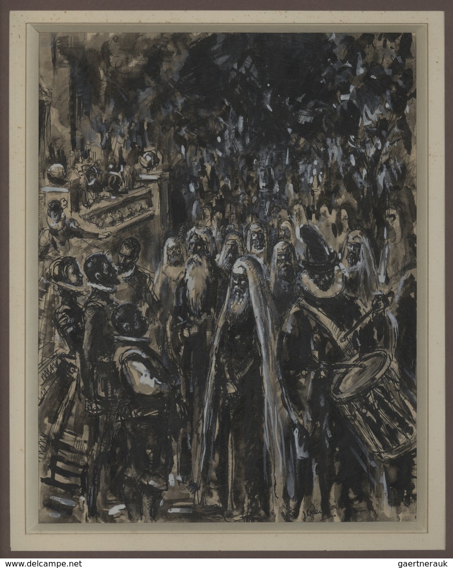 29624 Thematik: Judaika / Judaism: 1920 Ca., EXPULSION OF JEWS FROM SPAIN, Painting (ink And Oil) On Cardb - Zonder Classificatie