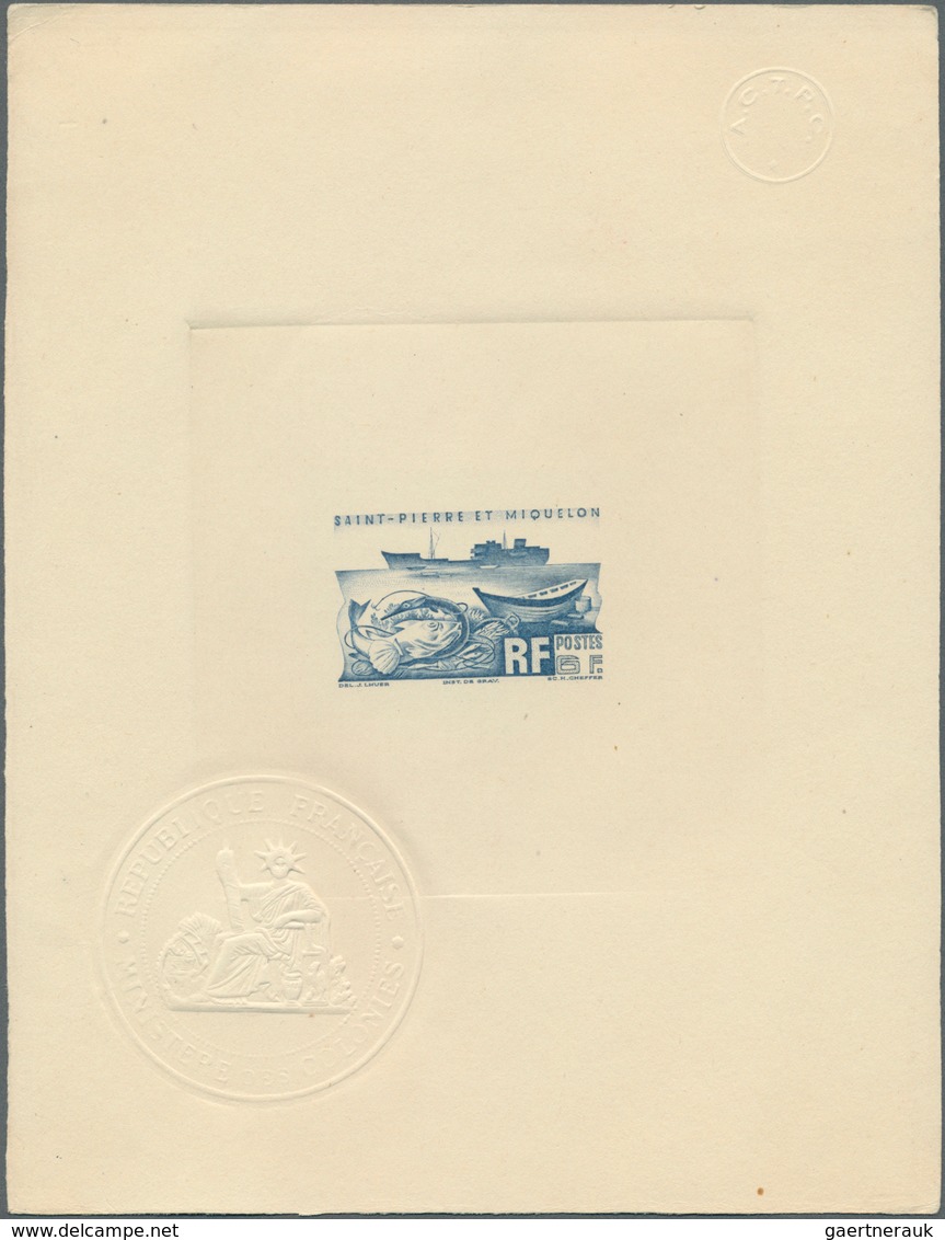 29656 Thematik: Tiere-Fische / Animals-fishes: 1947/1955, St. Pierre & Miquelon. Lot Of 4 Epreuves D'artis - Fische