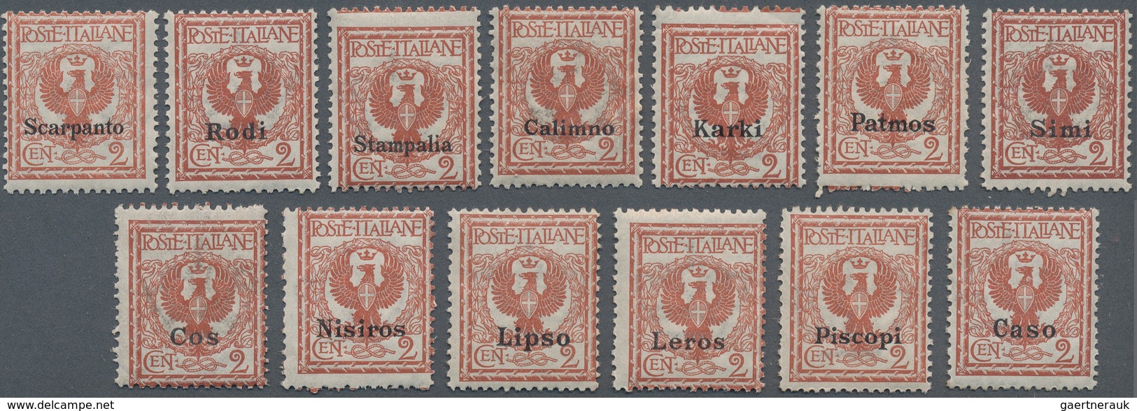 29659 Ägäische Inseln: 1912: Bulk Lot, 73 Complete Sets Of The Overprints Of The 13 Aegean Islands.Cat Val - Egée