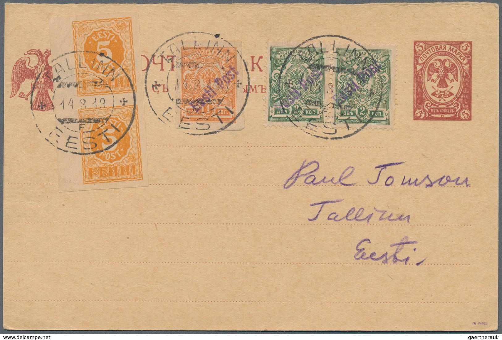 29673 Estland: 1918/1943 (ca.), assortment of apprx. 90 covers/cards/stationeries/ppc, comprising a good r