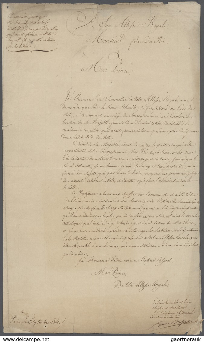 29679 Frankreich - Vorphilatelie: 1728/1820 Ca., Interesting Lot With Ca.30 Entire Letters And Documents, - 1792-1815: Veroverde Departementen