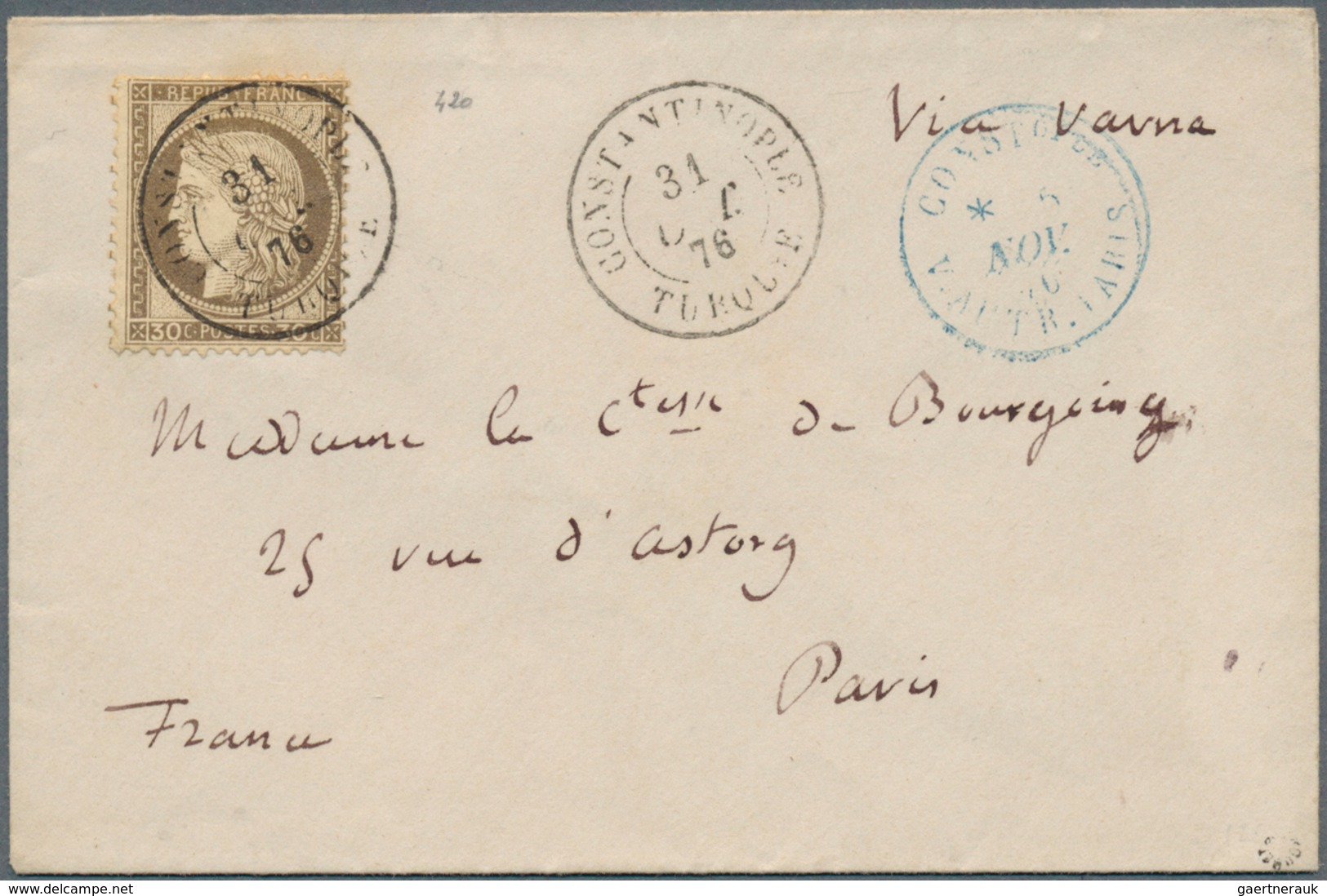 29685 Frankreich: 1850/1885, Comprehensive Collection With 23 Covers, Comprising Vertical Pairs Of 10 C Ye - Gebruikt