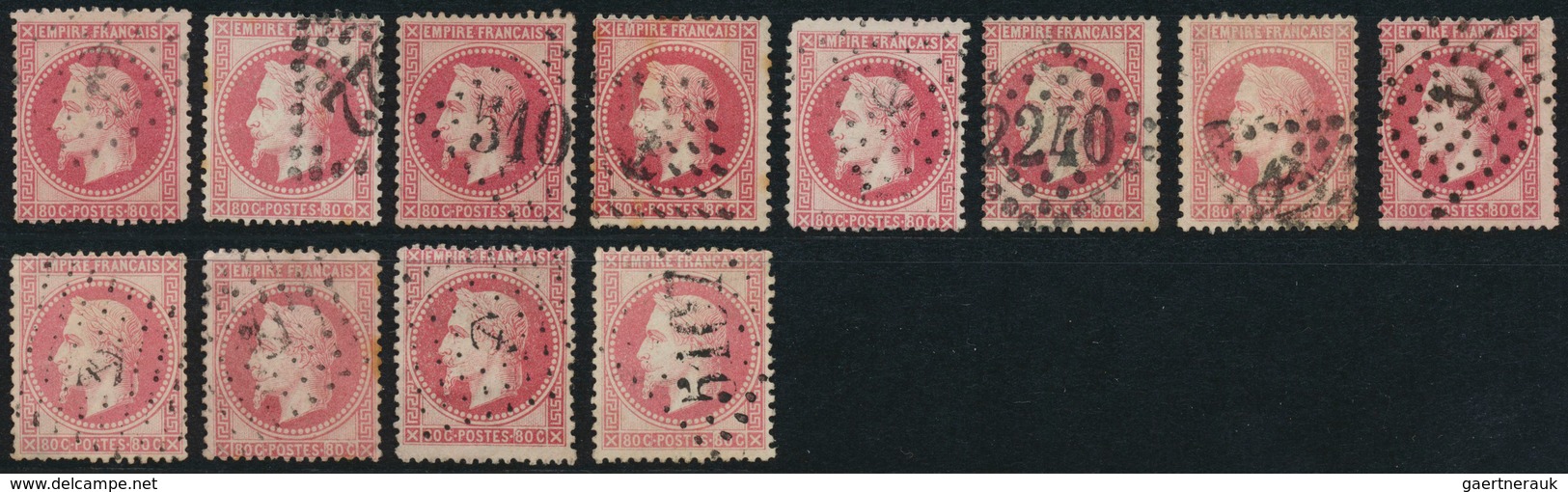 29688 Frankreich: 1862/1870, EMPIRE DENTELE/LAURE, Lot Of 72 Used And Mint Stamps Incl. One Block Of Four, - Gebruikt