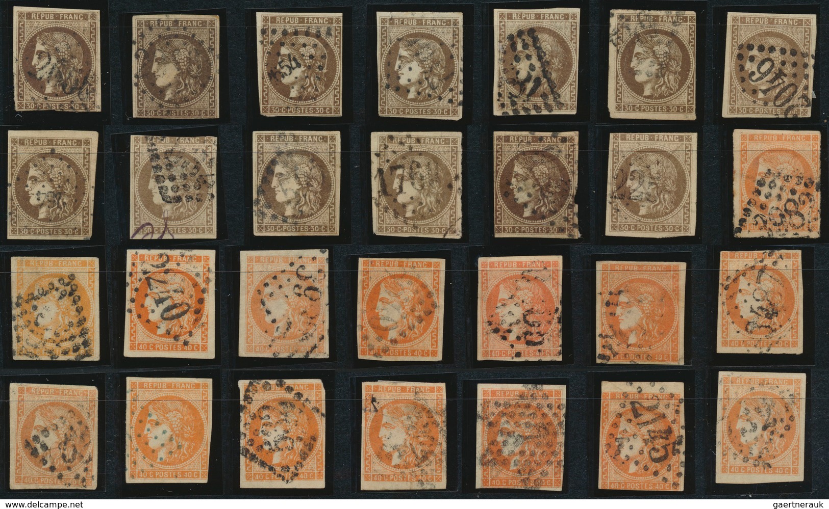 29691 Frankreich: 1870/1871, Bordeaux Issue, Mainly Used Assortment Of 71 Stamps Of All Denominations, Sli - Gebruikt