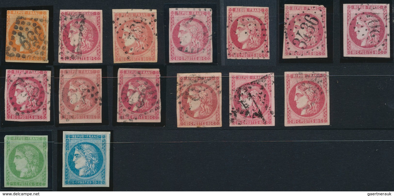 29691 Frankreich: 1870/1871, Bordeaux Issue, Mainly Used Assortment Of 71 Stamps Of All Denominations, Sli - Gebruikt