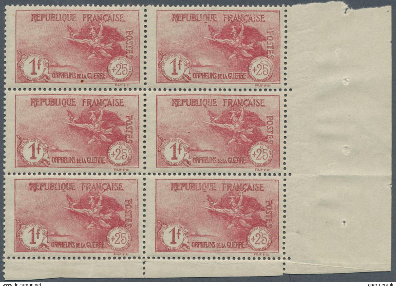 29712 Frankreich: 1926, War Orphans, 1fr.+25c. Carmine, Block Of Nine And Block Of Six, Unmounted Mint. Ma - Gebruikt