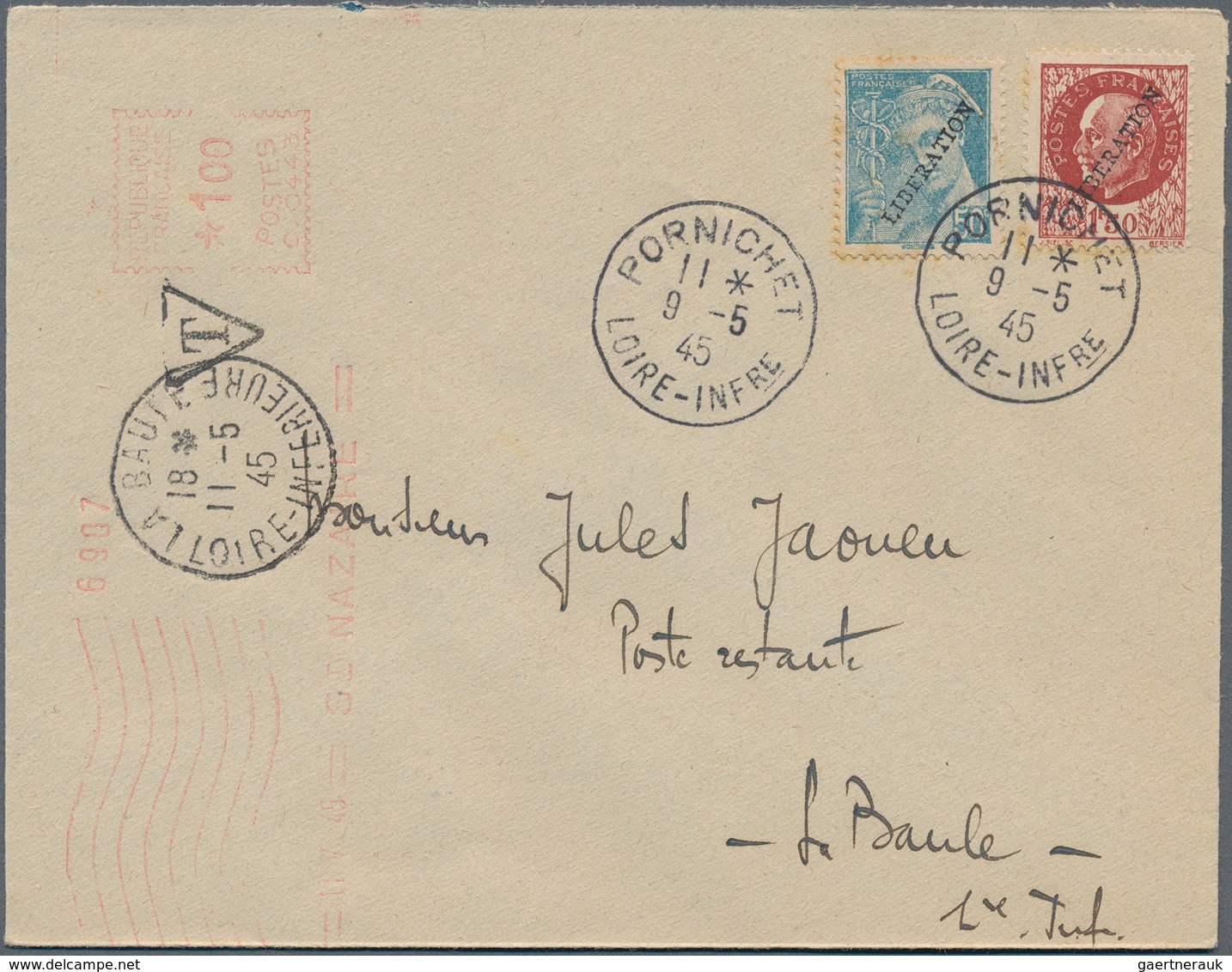 29720 Frankreich: 1944/1945: Small Lot Of 5 Items Documenting The Liberation Of The "Festung Lorient" And - Gebraucht